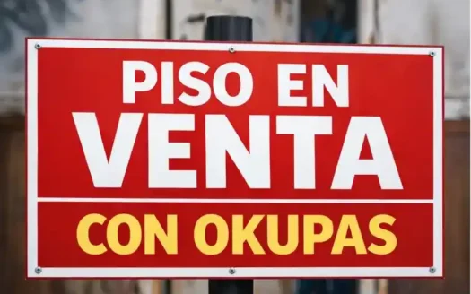 Cartel de piso en venta con okupas
